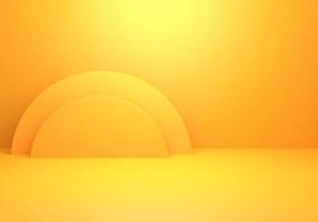 3d rendering of empty yellow orange abstract minimal concept background. Scene for advertising, cosmetic ads, showcase, banner, cream, fashion, children, kids, nursery. Illustration. Product display photo