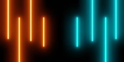 3d rendering of orange blue glowing vertical lines, neon light abstract background, sci-fi room, technology concept, product display, Illustration, wallpaper photo