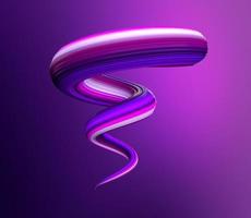 Aceite de trazo de pincel realista púrpura 3d o pintura acrílica. forma de onda líquida. ilustración 3d de diseño de moda foto
