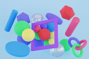 3d Geometric shapes colorful background photo
