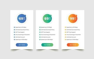 Pricing tables and plans template for website vector