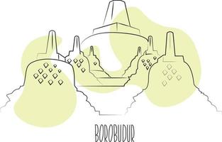 Borobudur with lineart style vector