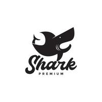 flat black shark modern minimal logo design vector graphic symbol icon illustration creative idea