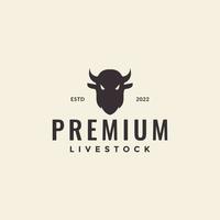 simple head bull livestock hipster logo design vector graphic symbol icon illustration creative idea