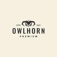 owl head with horn minimal logo design vector graphic symbol icon illustration creative idea