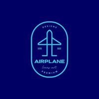 line airplane with minimal badge colored logo design vector graphic symbol icon illustration creative idea