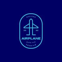 line airplane with minimal badge colored logo design vector graphic symbol icon illustration creative idea