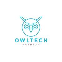 head line owl technology logo design vector graphic symbol icon illustration creative idea