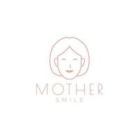 línea simple cara mujer madre sonrisa diseño de logotipo vector gráfico símbolo icono ilustración idea creativa