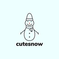 snow man line cute smile funny logo design vector graphic symbol icon illustration creative idea
