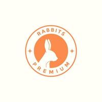 negative space rabbit badge logo design vector graphic symbol icon illustration creative idea