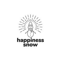 cute line snow man with sun logo design vector graphic symbol icon illustration creative idea