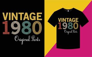 Vintage Birthday 1980 Graphics T-shirt Template vector