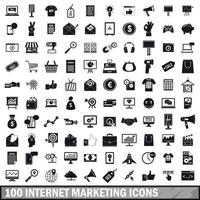 100 iconos de marketing en Internet, estilo simple vector