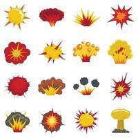 Explosion icons set in flat style vector