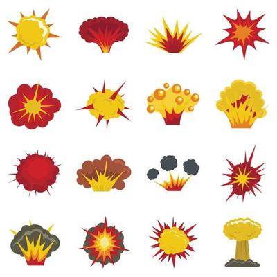 Explosion icons set in flat style