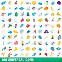 100 iconos universales, estilo isométrico 3d vector