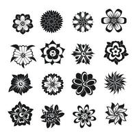 Different flowers icons set, simple style vector