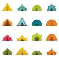 Tent forms icons set in flat style vector