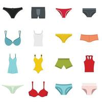 Underwear items icons set in flat style vector