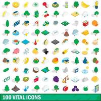 100 iconos vitales establecidos, estilo 3d isométrico vector