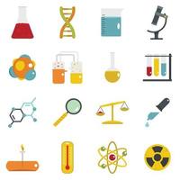iconos de laboratorio químico establecidos en estilo plano