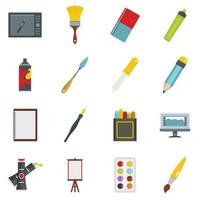 Design and drawing tools icons set in flat style vector