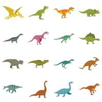 iconos de dinosaurios establecidos en estilo plano vector