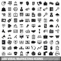 100 viral marketing icons set, simple style