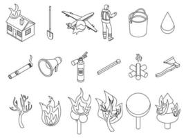 Wildfire icons set vector outine