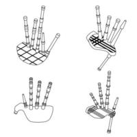 Bagpipes icons set vector outine