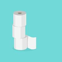 Toilet paper stacked rolls on a blue background. Copy space. vector