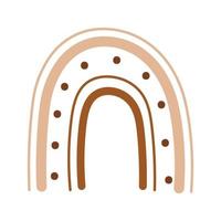 Hand drawn abstract rainbow. Cute boho rainbow in brown colors. Scandinavian shape. vector