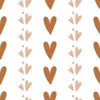 Vector seamless pattern with boho hearts. Cute love background. Brown hearts.