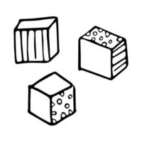 Hand drawn doodle cubes. Vector children's toy. Outline.