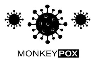 Monkeypox virus banner for awareness. Black virus cells. Vector monkey pox poster.