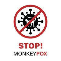 Stop Monkeypox virus. Vector monkey pox poster. No monkeypox sign.