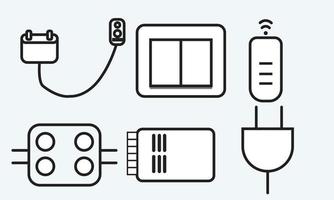 icono de vector de iconos eléctricos, usb, enchufe, interruptor, dongle wifi,