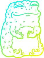 cold gradient line drawing cartoon smug toad vector