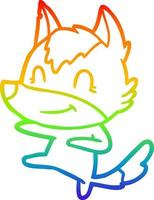 rainbow gradient line drawing friendly cartoon wolf vector