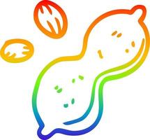 rainbow gradient line drawing cartoon peanut and shell vector