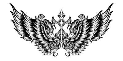 Angel wings vintage vector illustration