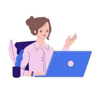 Confident women flat vector illustrations. Presentation woman, business lady and successful office worker. Girl hiring. Young people cartoon characters.