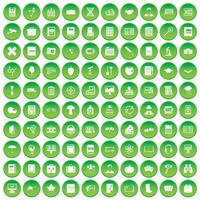 100 iconos de libros establecer círculo verde vector