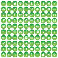 100 bus icons set green circle vector