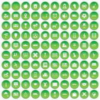 100 iconos de autobús en círculo verde vector