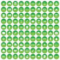 100 iconos de puente establecer círculo verde vector