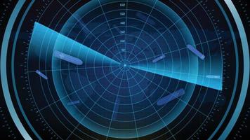abstract background of futuristic technology screen scan radar shipping cargo ship route path with scan interface hud vector