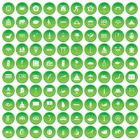 100 iconos asiáticos establecer círculo verde vector