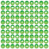 100 iconos de audiencia establecer círculo verde vector